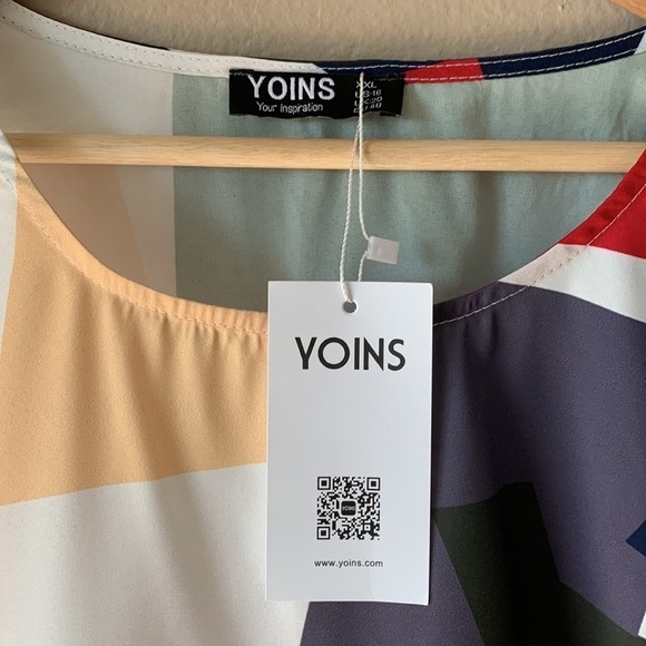 YOINS Plus Size Long Sleeve Geometric Pullover Blouse - Picture 3 of 6